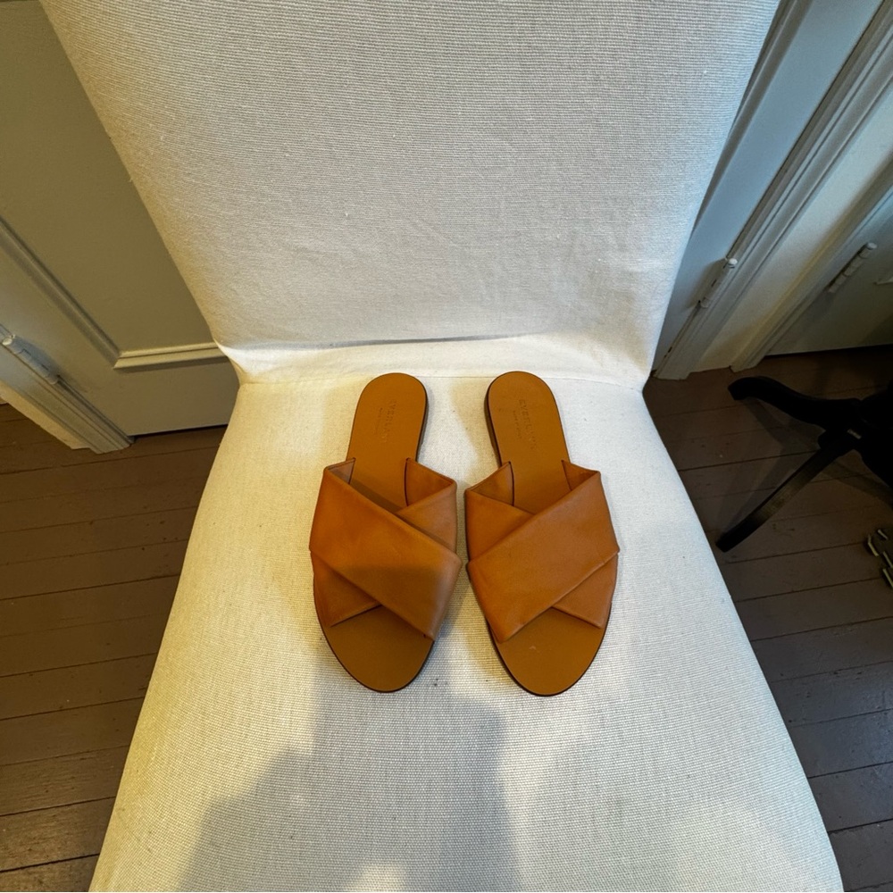 EVERLANE Women’s The Day Tan Crisscross Slide Sandals SIZE 7